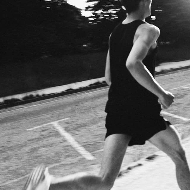 Coffee and Cigarettes Run Club — black and white running photography, NYC